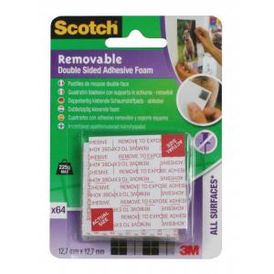 Odlepiteľné lepiace štvorce Scotch 12,7x12,7mm  64ks