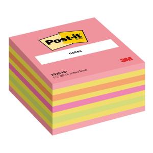 Bloček kocka Post-it, 76x76 mm, neónová ružová, mix