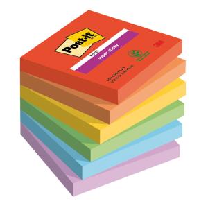 Samolepiaci bloček Post-it Super Sticky PLAYFUL, veľkosť 76x76 mm, 6 bločkov po 90 lístkov