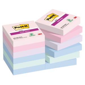 Samolepiaci bloček Post-it Super Sticky SOULFUL, veľkosť 47.6x47.6 mm, 12 bločkov po 90 lístkov