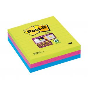 Samolepiaci bloček Post-it linajkové 101x101mm modré, zelené, ružové