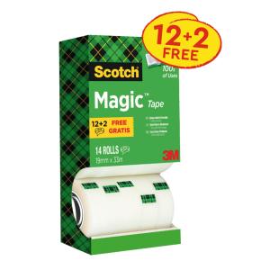 Lepiaca páska Scotch Magic neviditeľná popisovateľná 19 mm x 33 m v krabičke 12+2 zdarma