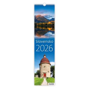 Nástenný kalendár Slovensko - viazanka 12 x 48 cm 2026