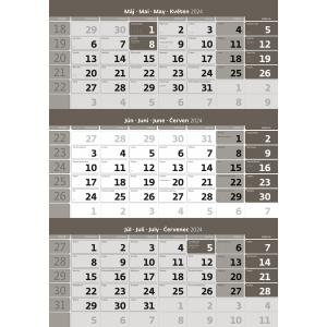 Trojmesačný kalendár sivý 2024