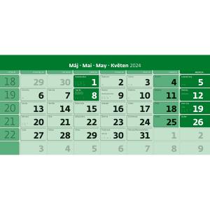 Nástenný kalendár trojmesačný zelený so špirálou 2024