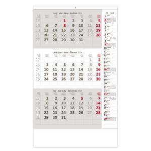 Trojmesačný kalendár sivý s poznámkami 2024