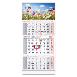 Nástenný kalendár 3-mesačný špirálový 30 x 46,5 cm 2026 - Lúka