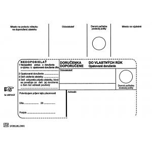 Poštové obálky B6 doručenka do VR OD, Nedoposielať, 100 ks
