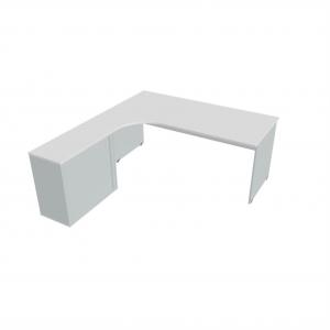 Pracovný stôl Gate, ergo, pravý, 180x75,5x200 cm, biela/sivá