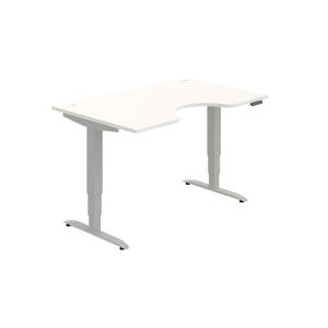 Pracovný stôl Motion Ergo, PO, 3S, 140x61-128x90 cm, biela/sivá
