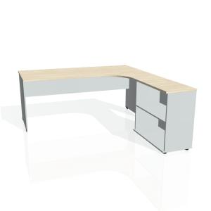 Pracovný stôl Gate, ergo, ľavý, 180x75,5x200 cm, agát/sivá