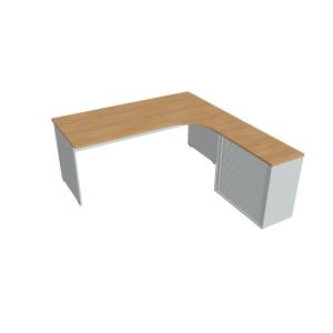 Pracovný stôl Gate, ergo, ľavý, 180x75,5x200 cm, dub/sivá