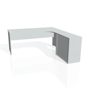Pracovný stôl Gate, ergo, ľavý, 180x75,5x200 cm, sivá/sivá