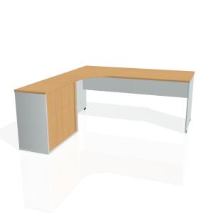 Pracovný stôl Gate, ergo, pravý, 180x75,5x200 cm, buk/sivá