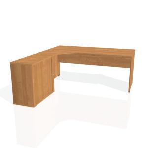 Pracovný stôl Gate, ergo, pravý, 180x75,5x200 cm, jelša/jelša