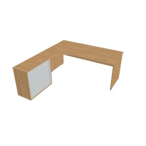 Pracovný stôl Gate, ergo, pravý, 180x75,5x200 cm, dub/dub