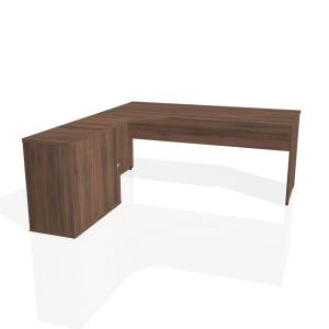 Pracovný stôl Gate, ergo, pravý, 180x75,5x200 cm, orech/orech