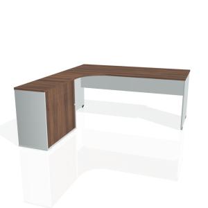 Pracovný stôl Gate, ergo, pravý, 180x75,5x200 cm, orech/sivá