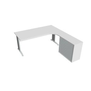 Pracovný stôl Cross, ergo, ľavý, 180x75,5x200 cm, biela/kov