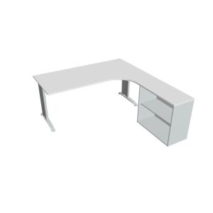 Pracovný stôl Flex, ergo, ľavý, 180x75,5x200,0 (80x40) cm, biela/kov