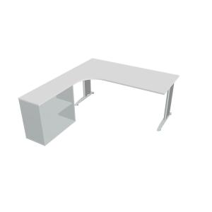 Pracovný stôl Flex, ergo, pravý, 180x75,5x200,0 (40x80) cm, biela/kov