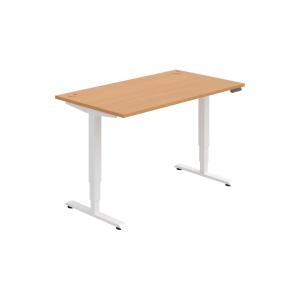 Pracovný stôl RUN, PO, 3S, 140x64,5-130,5x80 cm, buk/biela