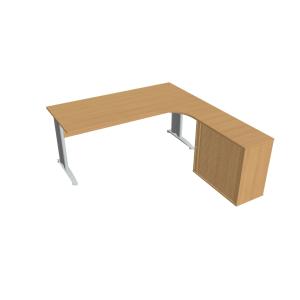 Pracovný stôl Cross, ergo, ľavý, 180x75,5x200 cm, buk/kov