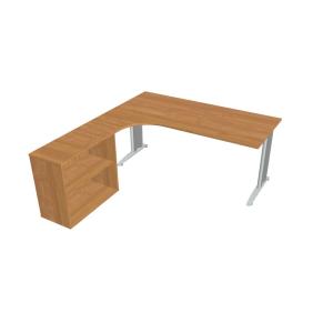 Pracovný stôl Flex, ergo, pravý, 180x75,5x200,0 (40x80) cm, jelša/kov