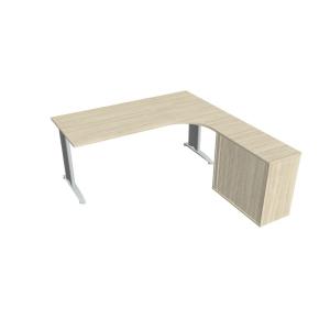 Pracovný stôl Flex, ergo, ľavý, 180x75,5x200,0 (80x40) cm, agát/kov