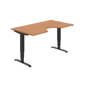Pracovný stôl Motion Ergo, ZO, 3S, 160x61-128x90 cm, jelša/čierna
