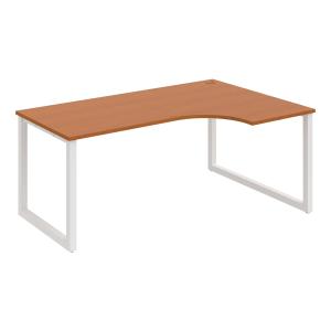 Pracovný stôl UNI O, ergo, ľavý, 180x75,5x120 cm, čerešňa/biela
