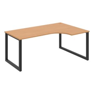 Pracovný stôl UNI O, ergo, ľavý, 180x75,5x120 cm, buk/čierna