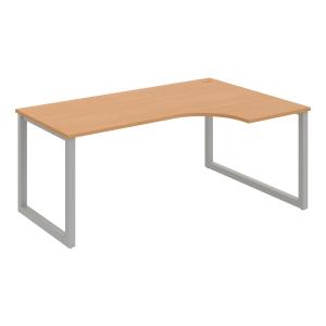 Pracovný stôl UNI O, ergo, ľavý, 180x75,5x120 cm, buk/sivá