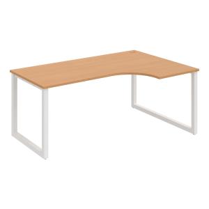 Pracovný stôl UNI O, ergo, ľavý, 180x75,5x120 cm, buk/biela