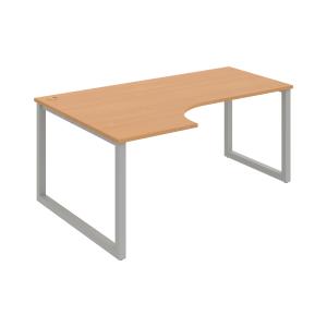 Pracovný stôl UNI O, ergo, pravý, 180x75,5x120 cm, buk/sivá