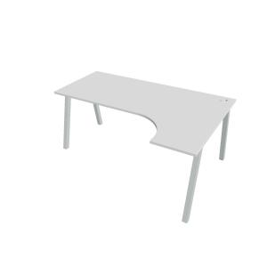 Pracovný stôl UNI A, ergo, ľavý, 180x75,5x120 cm, biela/sivá