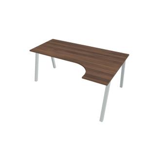 Pracovný stôl UNI A, ergo, ľavý, 180x75,5x120 cm, orech/sivá