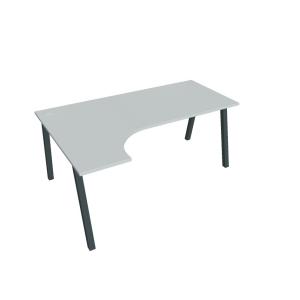 Pracovný stôl UNI A, ergo, pravý, 180x75,5x120 cm, sivá/čierna