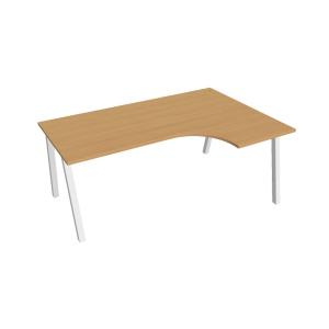 Pracovný stôl UNI A, ergo, ľavý, 180x75,5x120 cm, buk/biela