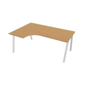 Pracovný stôl UNI A, ergo, pravý, 180x75,5x120 cm, buk/biela