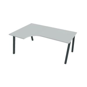 Pracovný stôl UNI A, ergo, pravý, 180x75,5x120 cm, sivá/čierna