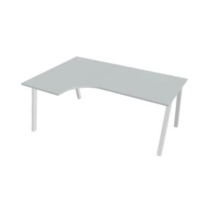 Pracovný stôl UNI A, ergo, pravý, 180x75,5x120 cm, sivá/biela