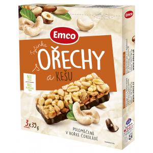 Tyčinka Emco s orechami a kešu 3x35g