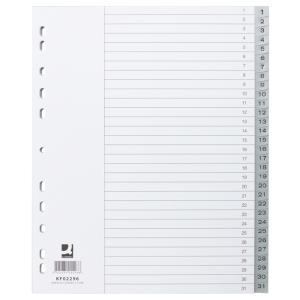 Plastový rozraďovač Q-CONNECT 31-dielny maxi sivý