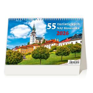 Stolový kalendár riadkový 22,6x13,9 cm - 55 turistických NAJ Slovenska 2026