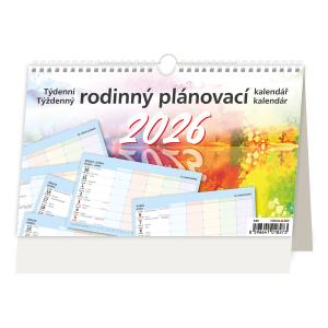Stolový kalendár riadkový 22,6x13,9 cm - Týždenný rodinný plánovací 2026