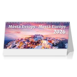 Stolový kalendár stĺpcový 30,1x15 cm- Mestá Európy 2026