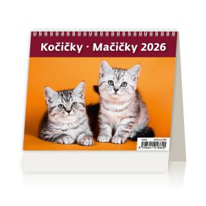Stolový kalendár riadkový 17,1x13,9 cm - MiniMax Mačičky 2026