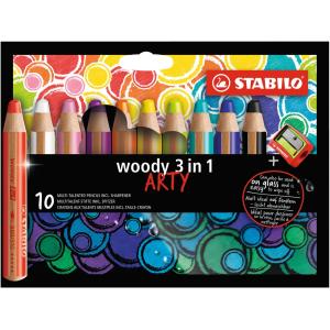 Farbičky STABILO woody 3 in1 10ks so strúhadlom `ARTY`