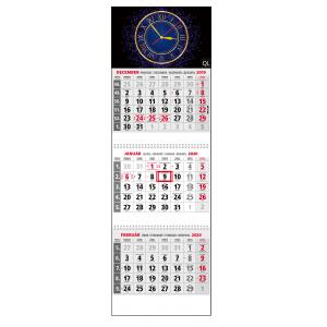 Plánovací kalendár KLASIK trojmesačný sivý s hodinkami 2024